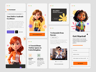 StudyBuddy | Mobile View career design digital e learning ecourse education homepage illustration landing page learn skill learning website online class online course platform service studying teacher ui website