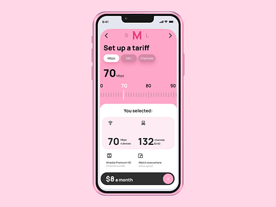 Tariff plan, mobile barbie blackbutton concept design lightmode mobile pink round tariff tariffplan ui