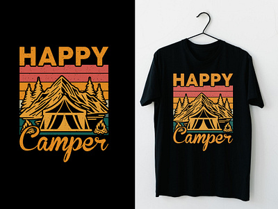 Happy Camper typography design adventure lover tee design best design for etsy best tee design branding camp tent tee design camper tee desing custom tee design design graphic design happy happy camper typography illustration mountain tee design outdoors tee design retro t shirts design t shirt design typography tee design unique t shirt vector vintage tee design