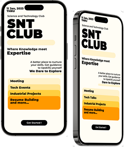 App landing page for Technical Club app branding club landing page tech ui