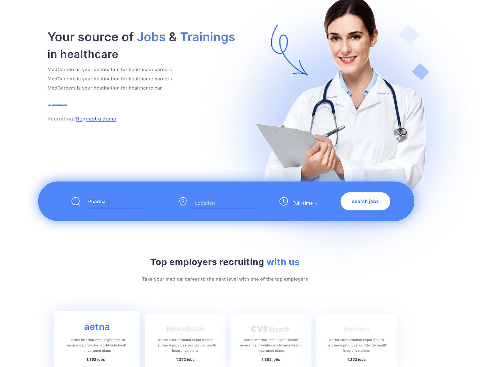 Hero design of the medical site by Sara Soheili on Dribbble