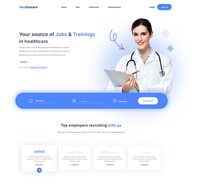 Hero design of the medical site 3d logo ui