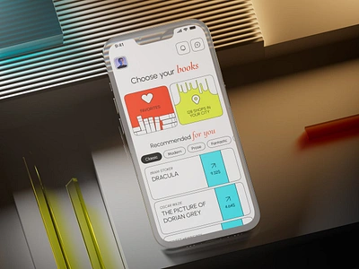 Choose Your Books | Mobile App 3d application arnold book branding cg cinema4d design mobile product reading redshift render rozov ui visualisation wnbl