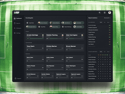 Football scouts managing - Dashboard ball concept dashboard football managing scout scouts soccer ui webapp