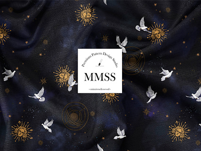 Seamless Pattern Design : Mysterious Celestial Doves design graphic design illustration package design packaging pattern pattern design print design surface design textile design