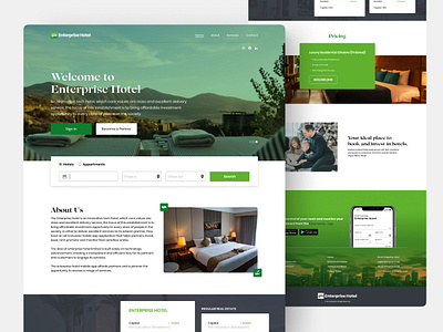 Hotel Booking | Landing Page Design green and black homepage hotel hotel booking hotel web ui landing landing page landing page ui ui design website