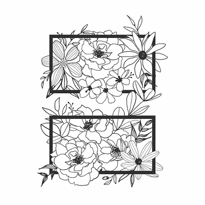 Geometric Floral Line Art - Vector Illustration art licensing artwork black and white botanical botanical line art digital artwork digital illustration floral line art flower graphic illustration line drawing vector