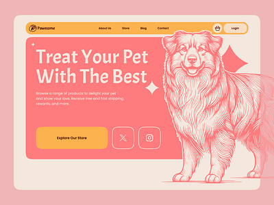 Pawesome — Pet Store e commerce illustration landingpage onlineshopping pawesome pet petlovers petstore ui ux web webdesign