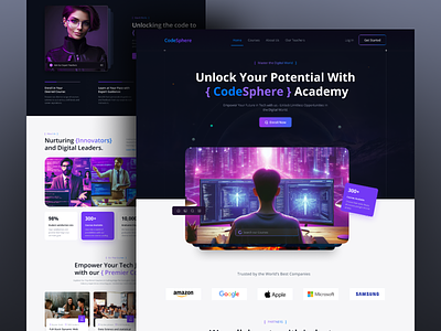 CodeSphere Coding Academy Website academy code coding course website design figma landing page online learning programming ui uiux ux web