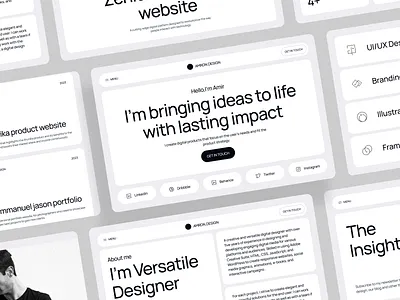 Bentoze - Bento Style Portfolio Website Framer Templates hero job minimalist my work personal website service ui ux website