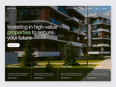 Oak Capital - Property Investment Website finance financial green investment landing page logo oak property property investment real estate security ui web design