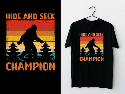 Hide and Seek Champion Typography T-shirt best design tee bigfoot art t shirt design bigfoot art tee branding camping t shirt design custom tee design design graphic design hide and seek champion illustration retro t shirt design t shirt design typography tee design vintage design