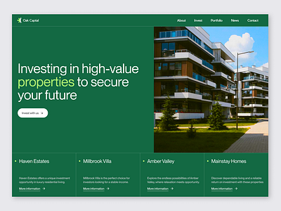 Oak Capital - Property Investment Website bold capital finance financial green investment landing page property property investment security ui web design website