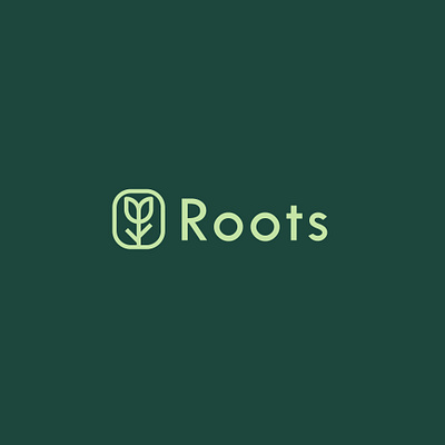 Roots Plant Shop Logo branding desiogn green illustration logo logo design minimal logo modern logo nature nursery plant plants roots vector vegetarian