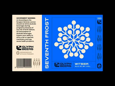 Glyph 23 ale beer beer label bier emblem frost icon label design logo nature packaging design seven sigill snow snowflake symbol winter witbier