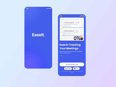 EaseIt - Suggest Meeting times and changing time zones book meetings easeit meetings product design travel meeting ui ux