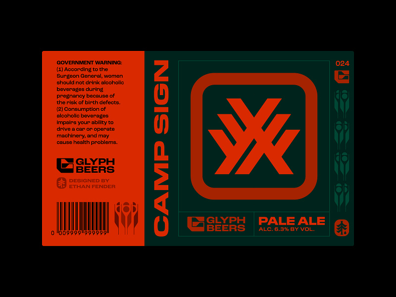 Glyph beer 24 ale beer beer label bold camp camping forest icon logo mountains native american nature outdoors packaging packaging design pale ale symbol teepee trees