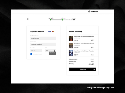 Day 002 of 100 Daily UI - Credit Card Checkout book store checkout daily ui challenge dailyui day2 design online book store payment screen ui user experience user interface ux