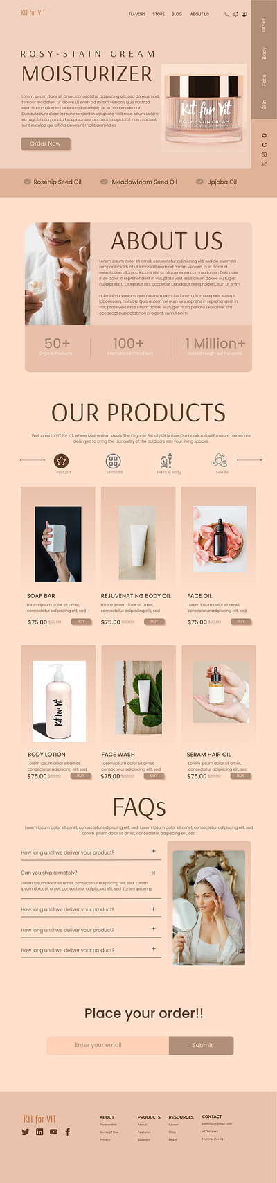 UI LANDING PAGE OF BEAUTY PRODUCTS beauty landing page skincare landing page ui