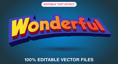 Wonderful 3d editable text style Template 3d text effect festival stage gift graphic design illustration life surprise gift vector text mockup wonder text wonderful people wonderful text