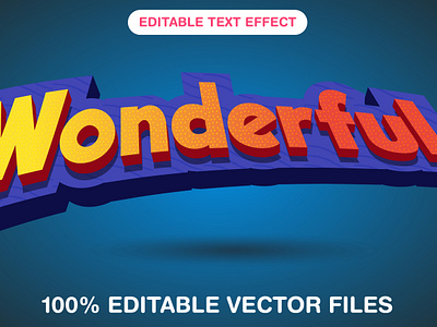 Wonderful 3d editable text style Template 3d text effect festival stage gift graphic design illustration life surprise gift vector text mockup wonder text wonderful people wonderful text
