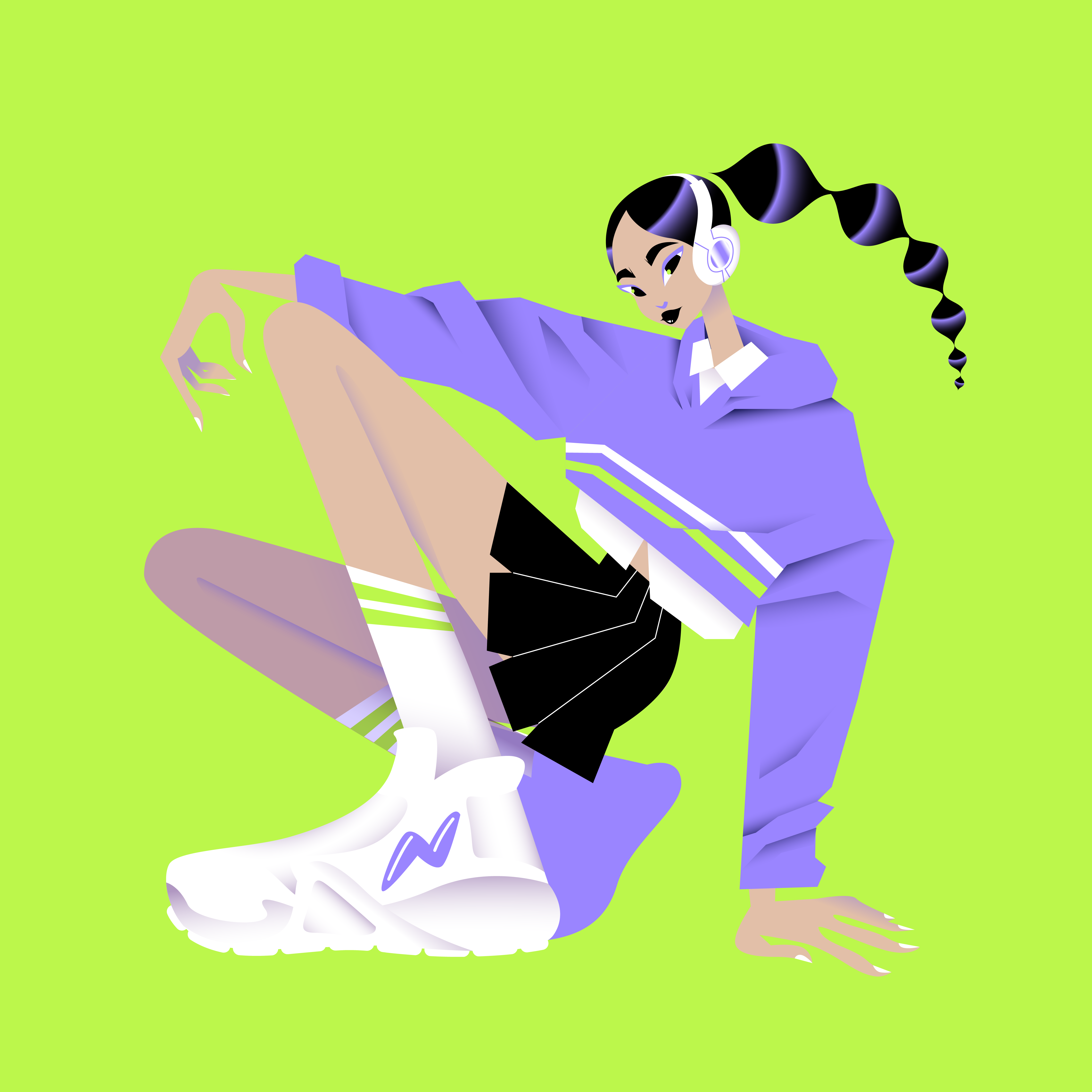 y2k girl bold character design design fashion illustration flat geometic illustration korean minimal neon green vector y2k