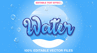 Water 3d editable text style Template 3d text effect backdrop blue text drought fish fluid graphic design illustration vector text mockup water day water text