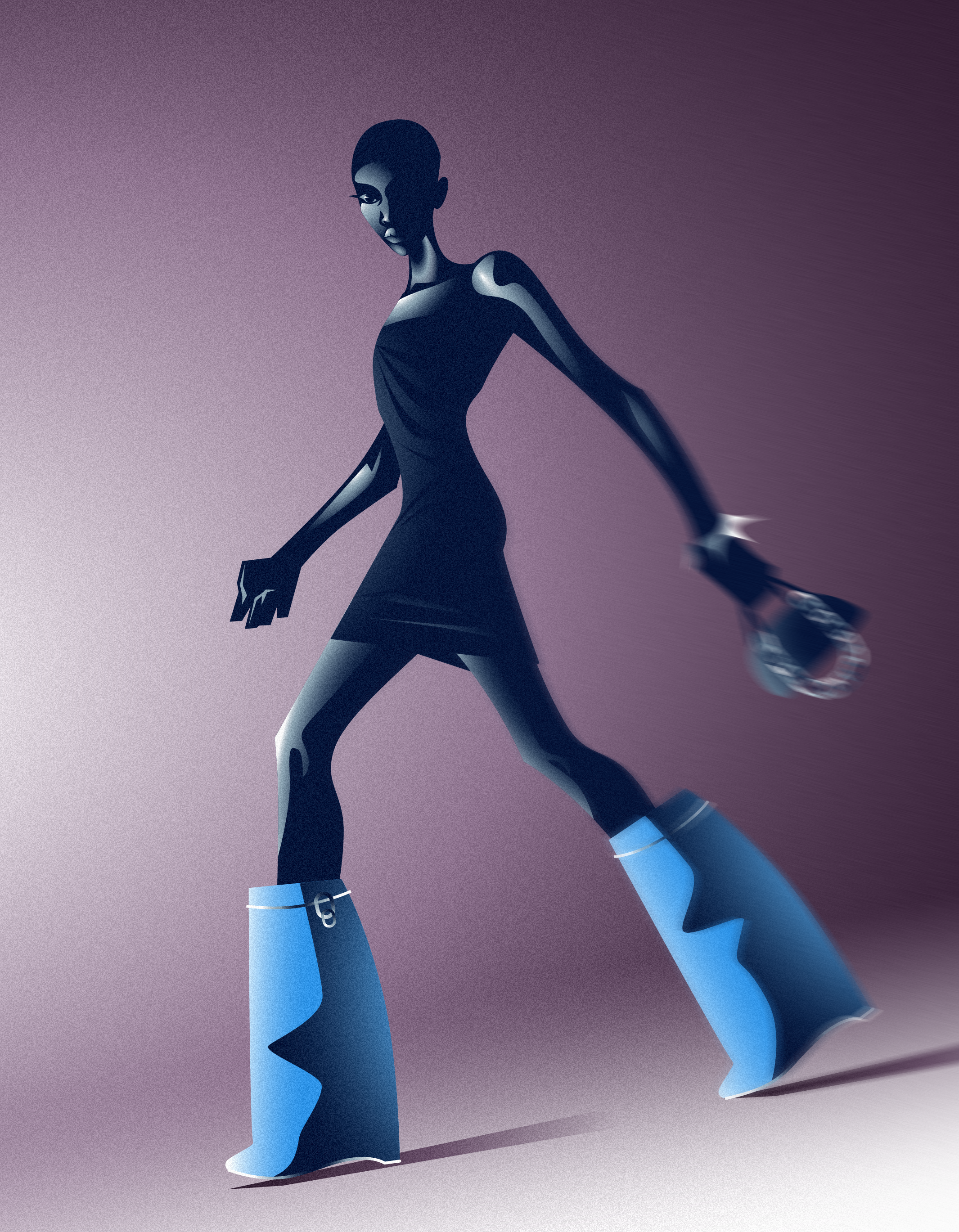 Blue boots adobe illustrator character design editorial editorial illustration fashion fashion illustration flat geometic grunge illustration minimal noise vector y2k