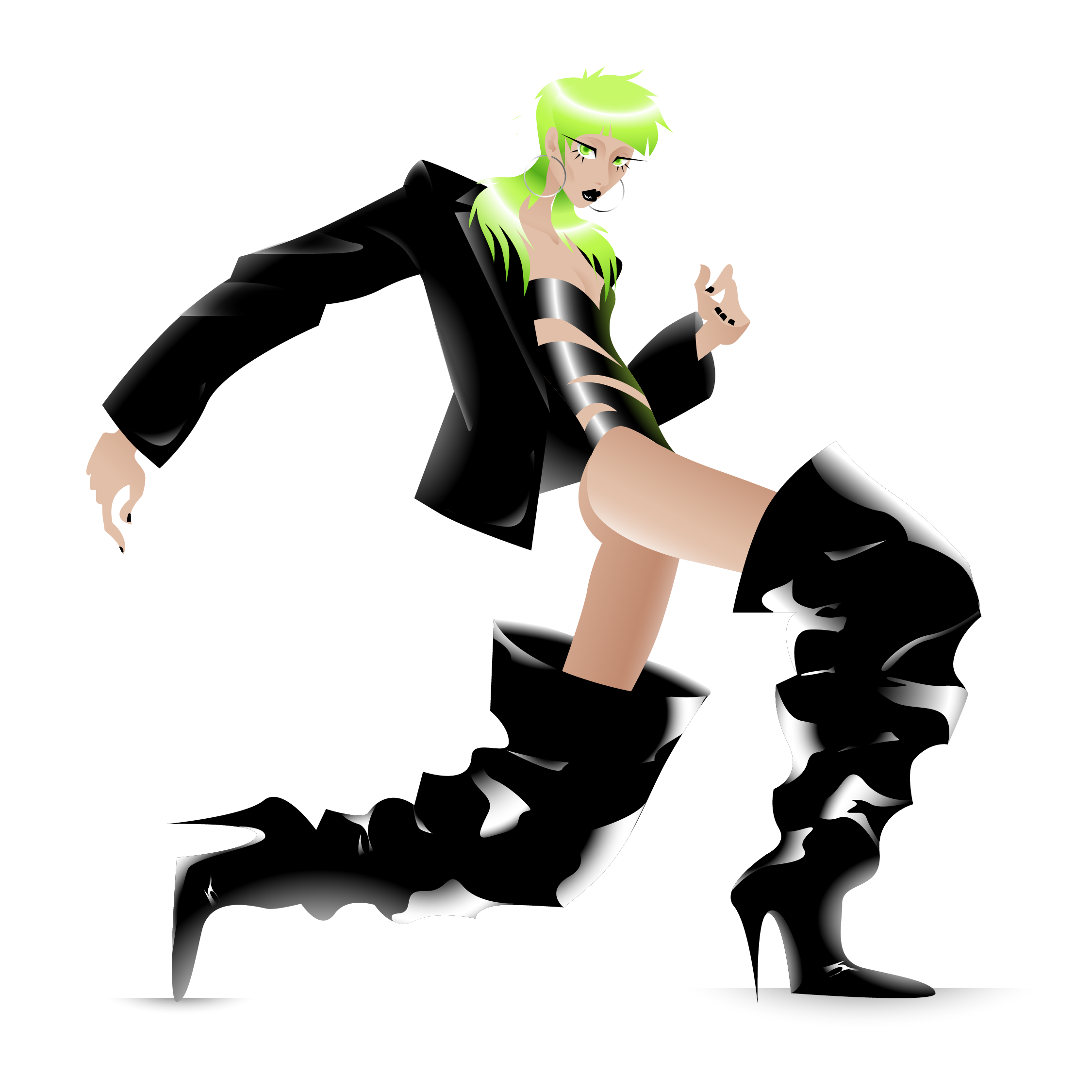 Mugler girl character design editorail illustration editorial fashion fashion illustration flat geometic gradient grunge illustration minimal neon green vector vector illustration y2k