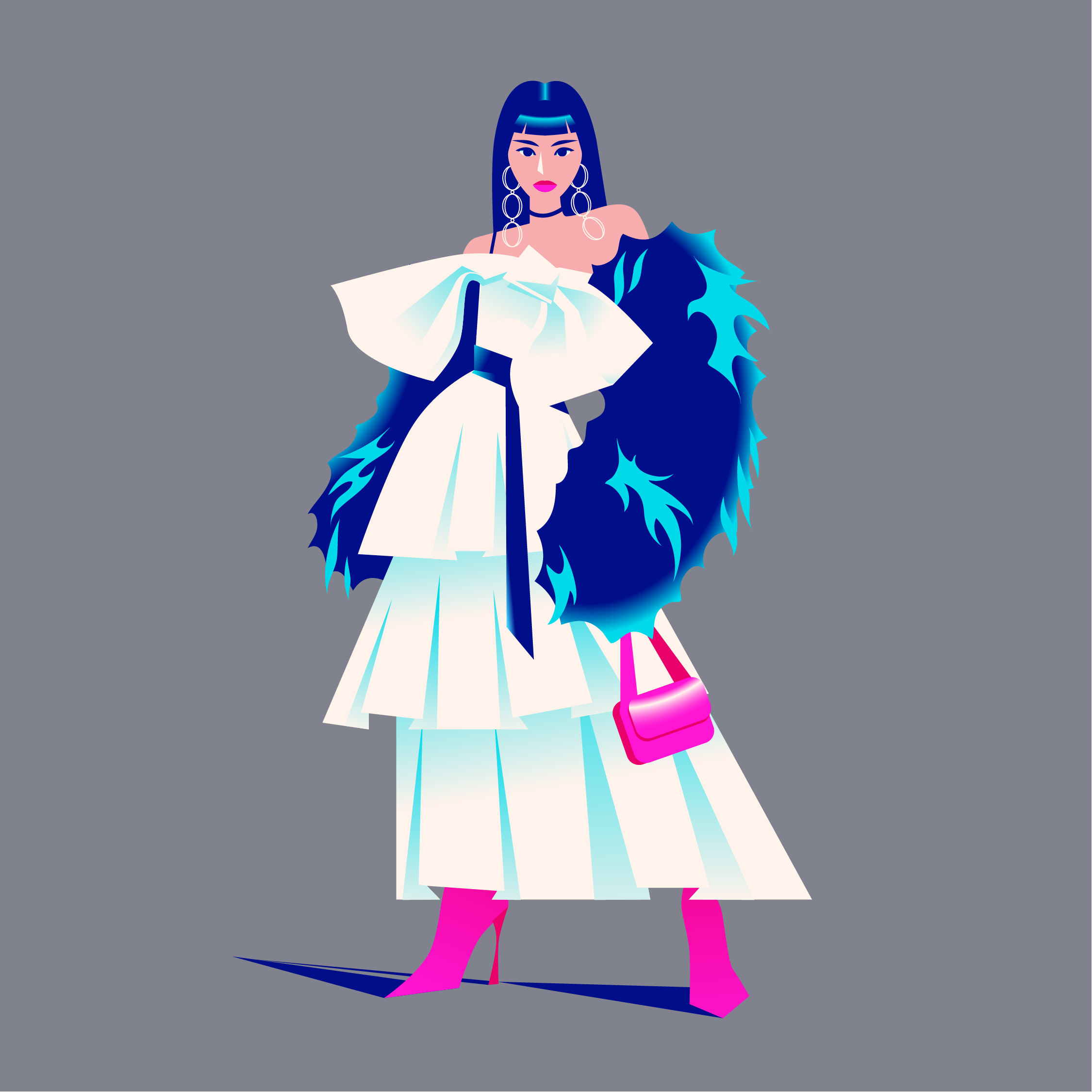 Harajuku fashion adobe illustrator character design editoral editorial illustration fashion fashion illustration flat geometic gradient harajuku illustration minimal street style tokyo vector