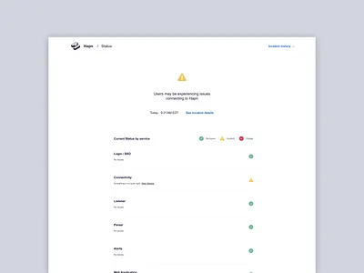 Status Page incident management saas status page ui