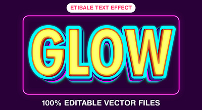 Glow 3d editable text style Template 3d text effect fancy glow glow text glowing template glowing text graphic design illustration modern neon vector text mockup