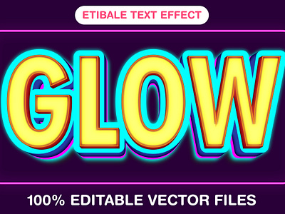 Glow 3d editable text style Template 3d text effect fancy glow glow text glowing template glowing text graphic design illustration modern neon vector text mockup