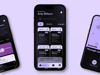 CodeCraft : E-Learning App for Coding Education 3d animation app appdesign branding codeeducation darkmode digitallearning isometricdesign microinteractions minimal mobileappdesign ui uiuxdesign uxdesign webdesign