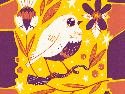 Autumn Bird artwork character character design handmade illustration linocut