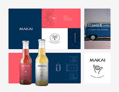 Elegant Beach Fusion in Kombucha Packaging Design beach beverage brand branding design drink graphic design illustration kombucha lifestyle logo luxury organic packaging premium product summer tropical typography young