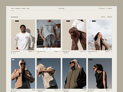 Shop page - Ecommerce all products branding clothing colors design design exploration discounts ecommerce figma filter home page product price product title products sort by ui ux webshop