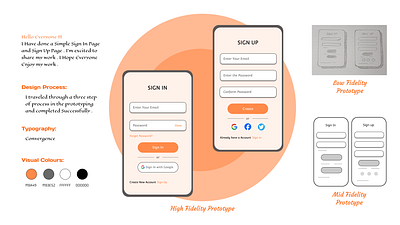 Sign Up Page { DailyUI - 01 } 3d case study colors create page design low fidelity prototype orange prototype signin signup sketch typography ui