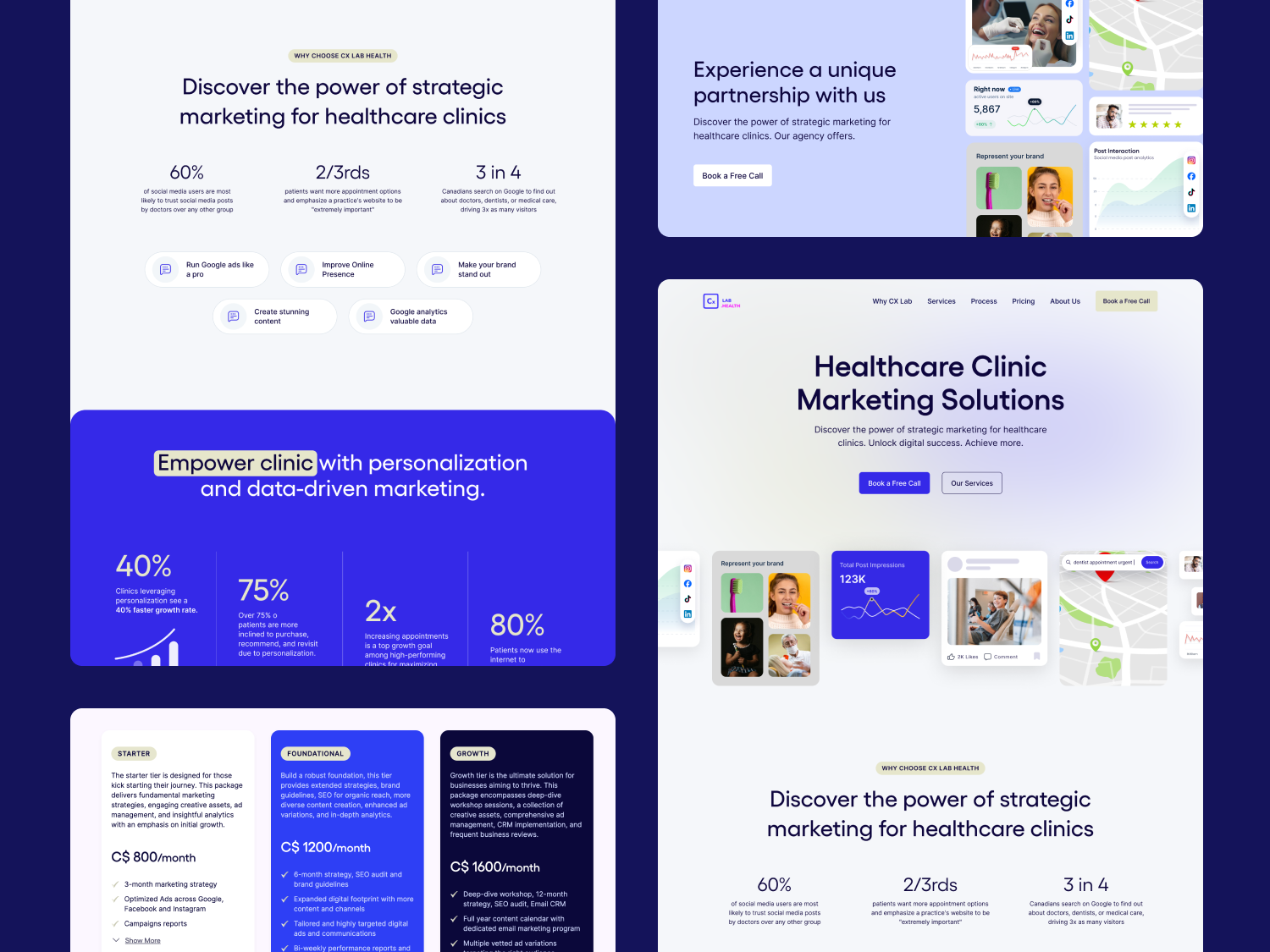 Marketing Agency for Healthcare Clinics agency branding clean clinic creative dentist healthcare illustrations marketing pricing table ui