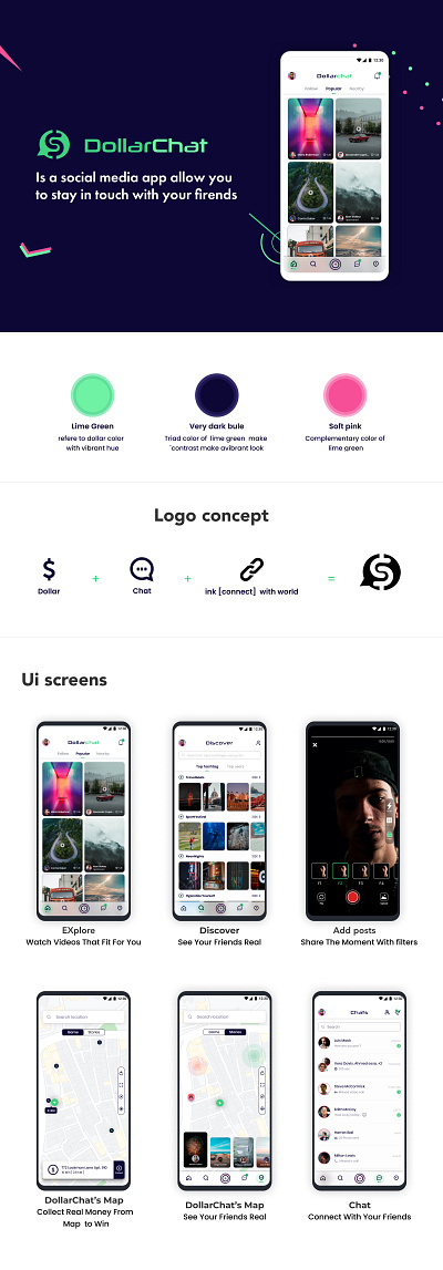 DollarChat : Social media app app branding design logo mobile app ui ui design ux