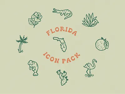 Florida Icon Pack florida icons illustration procreate tropical vintage