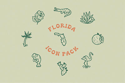 Florida Icon Pack florida icons illustration procreate tropical vintage