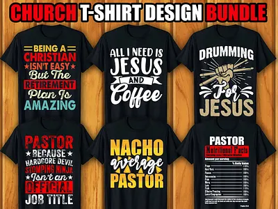 Church T-shirt Design Bundle graphic design