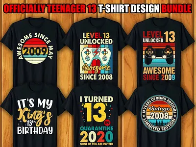 Teenager T-shirt Design Bundle graphic design