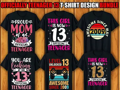 Teenager T-shirt Design Bundle graphic design