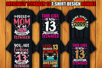 Teenager T-shirt Design Bundle graphic design