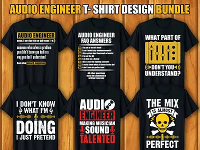 Audio Engineer T-shirt Design Bundle graphic design