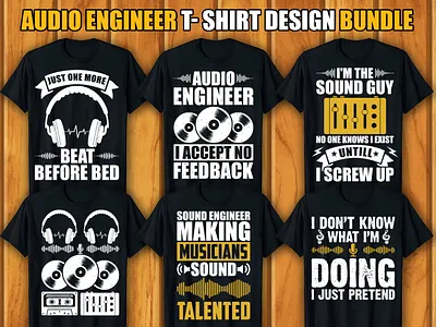 Audio Engineer T-shirt Design Bundle graphic design