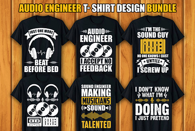 Audio Engineer T-shirt Design Bundle graphic design