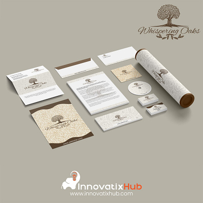 Nature Brand Identity - Whispering Oaks advertisingagency brandidentity business creativelogo diet digitaldesign farm fitness health innovatixdesigns innovatixhub nature naturelogo natureslove oaksbrand oakstree stationery uniquelogo whisperinglogo whisperingoakslogo